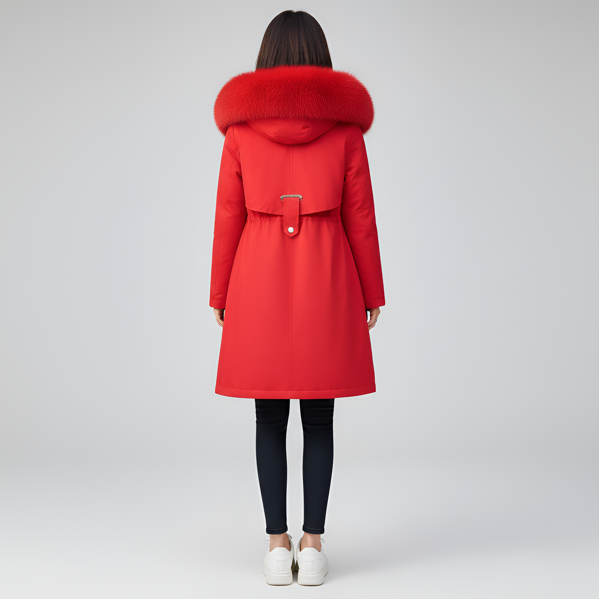 Valerios Fashion dlouhá dámská parka s výplní, kapucí a límcem z umělé kožešiny 3