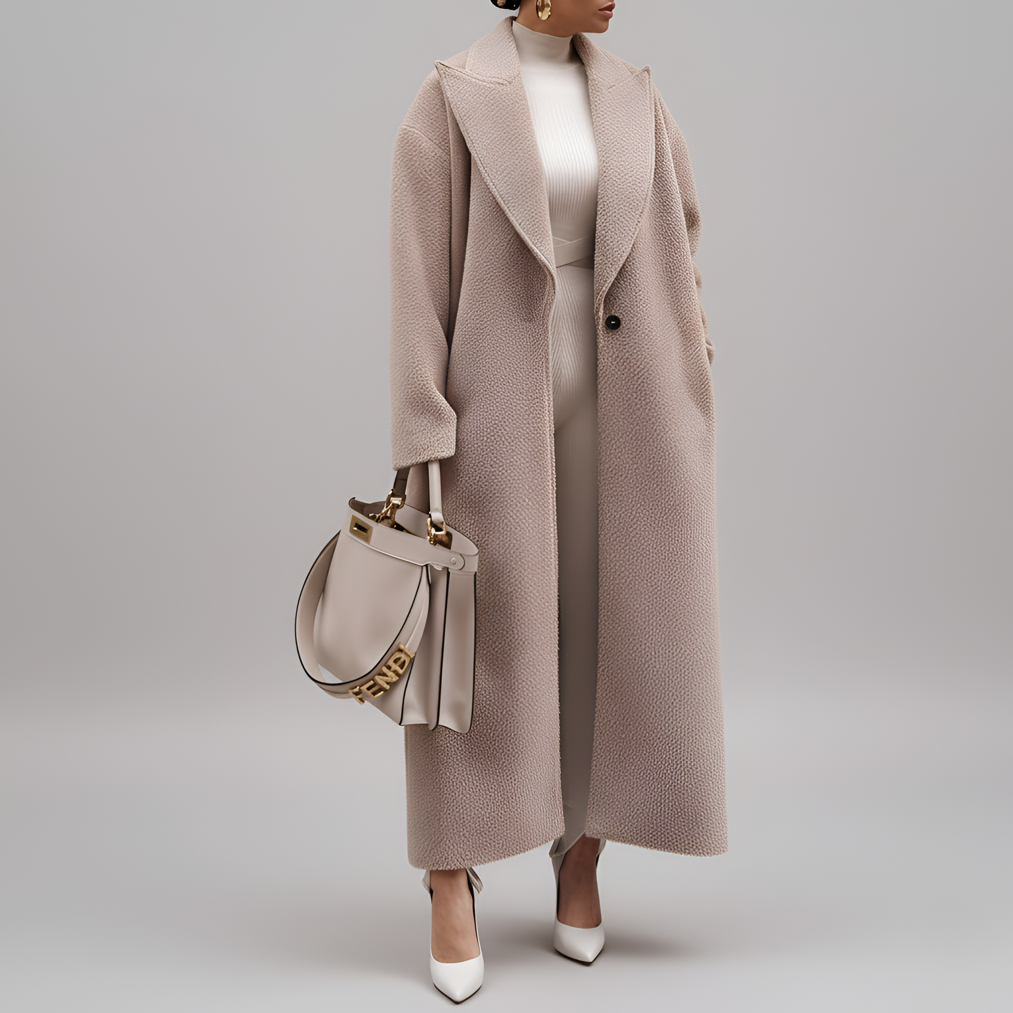 Valerios Fashion dlouhý dámský kabát z elegantní směsové vlny 1